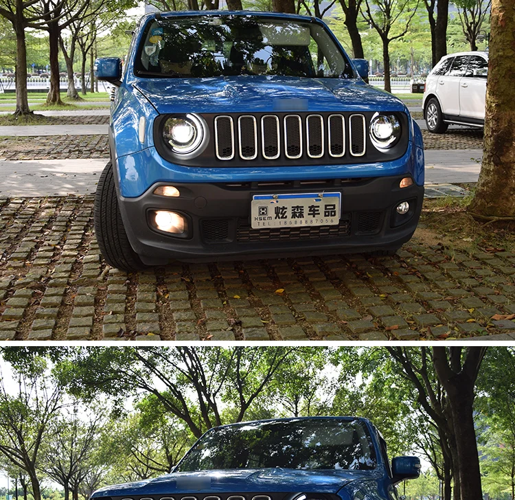 Автомобильный Стайлинг фар для Jeep Renegade- светодиодные фары DRL ходовые огни биксеноновый луч ангельские глазки Авто фара