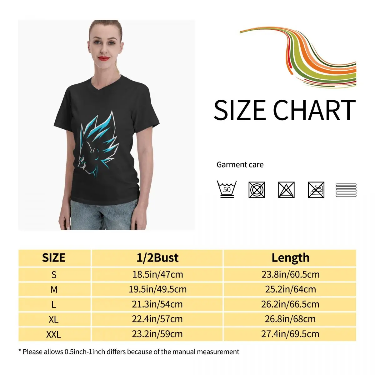 

Anime Fans Son Goku 21 woman's tshirts Micro play V-neck T-shirt with short sleeves