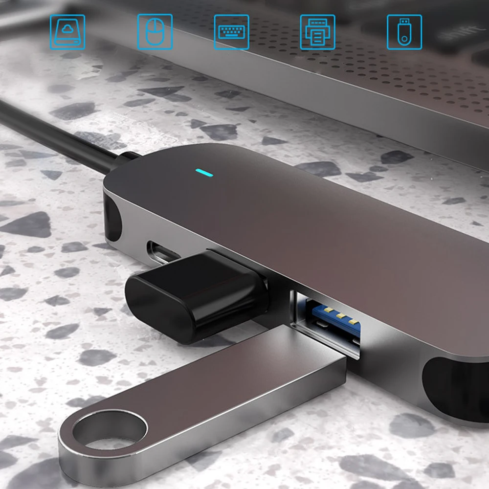 Док станция с разъемом Type C для передачи данных мультимедийным интерфейсом