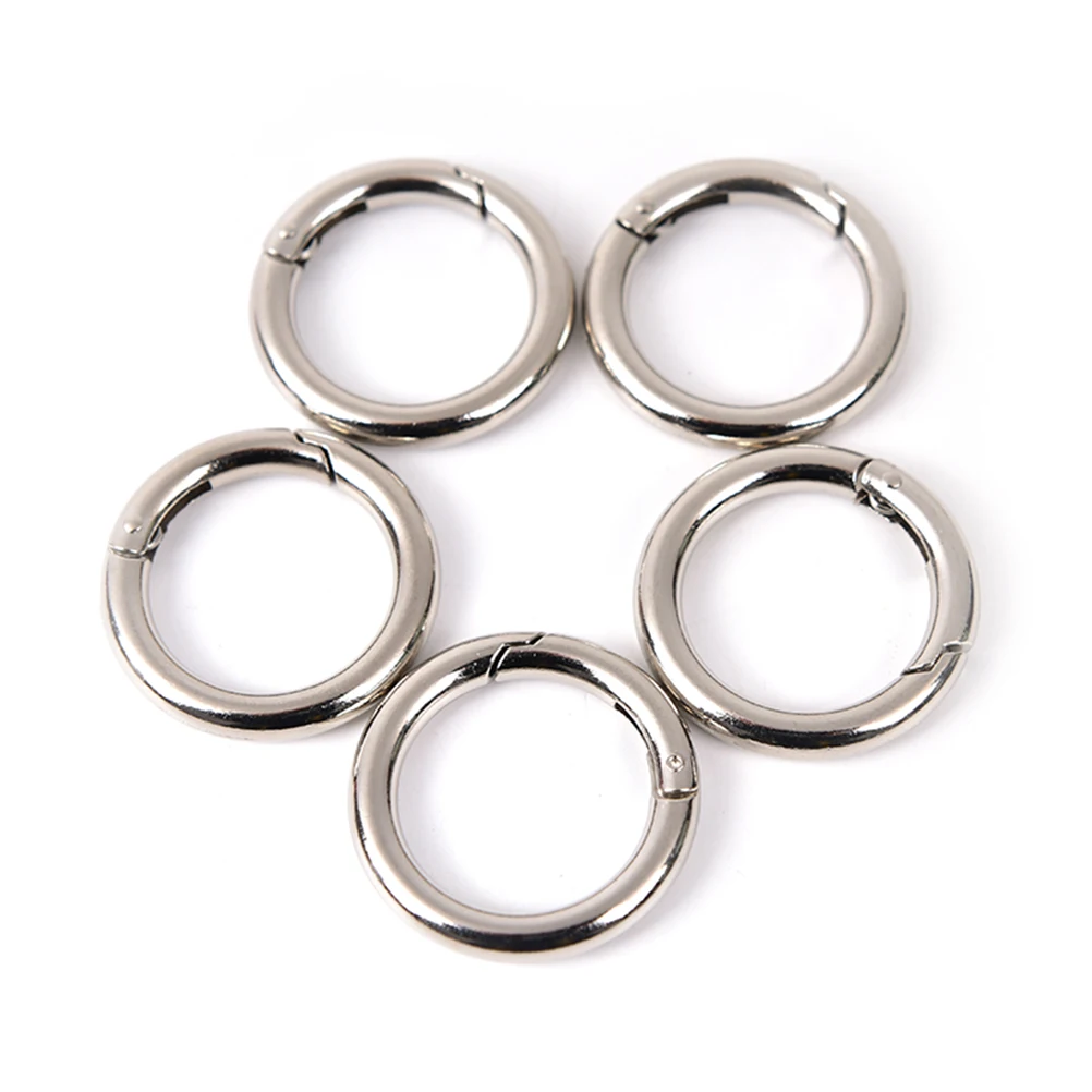 

5PCS/pack Carabiner Purses Handbags Round Push Trigger Snap Hooks Carabiner Zinc Alloy Plated Gate Spring O-Ring Buckles Clips