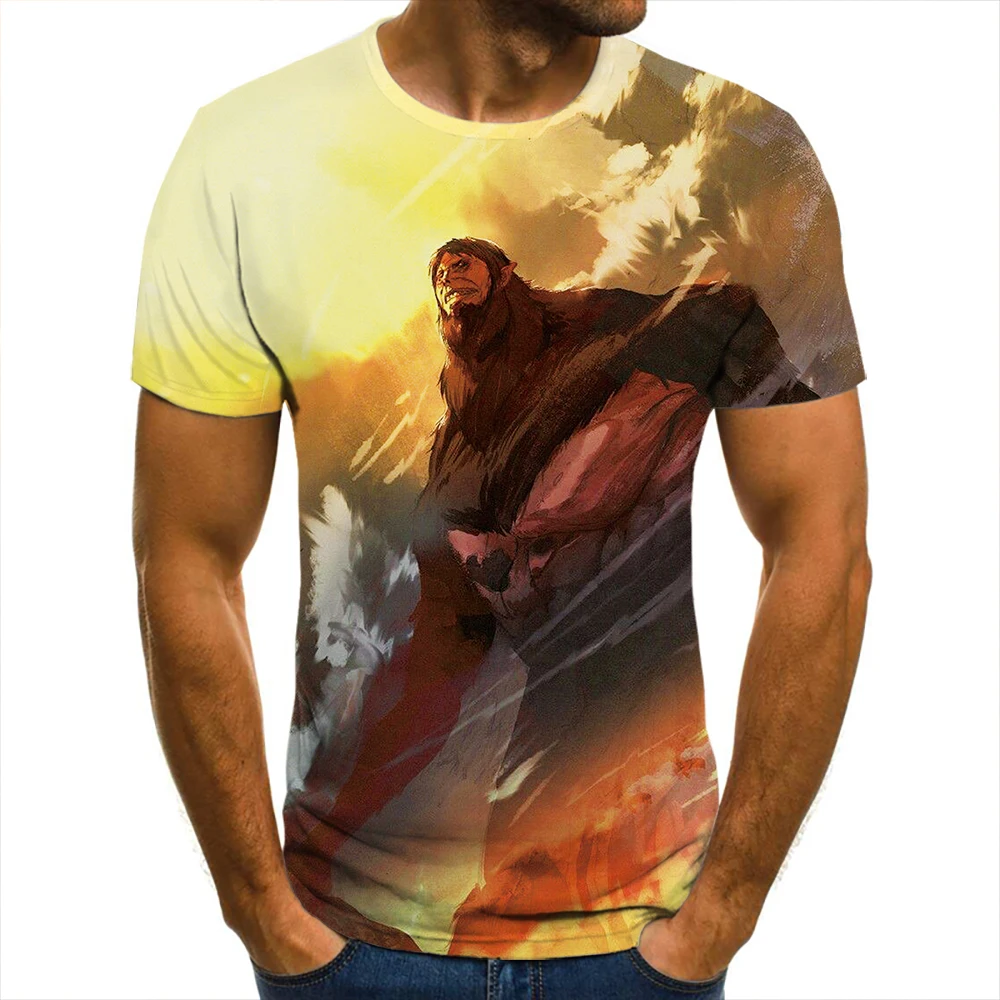 

The Latest Summer 3D Men'S T-Shirt Attack Giant Clothing Short Sleeve Sweat-Absorbent Breathable O-Neck Casual Fashion Cool Men'