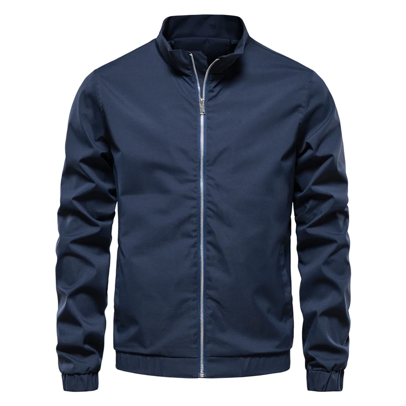 

AIOPESON Basic Stand Collar Bomber Jacket Men Casual Zipper Solid Color Mens Jacket Autumn Quality Windbreaker Jacket for Men