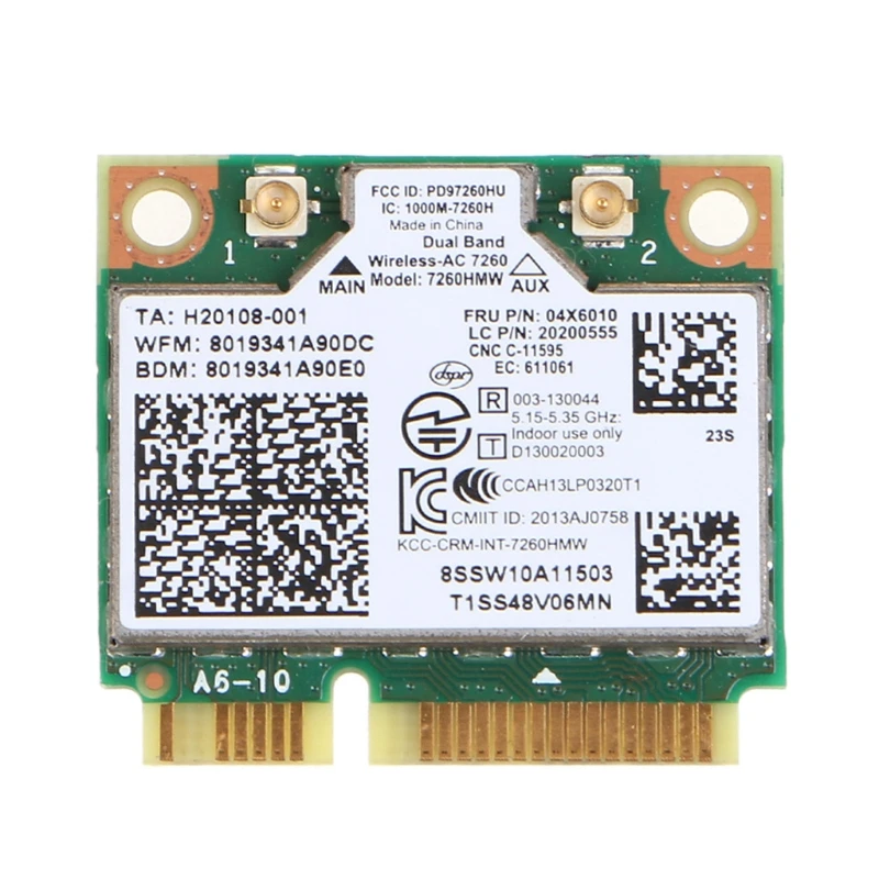 

Двухдиапазонная беспроводная карта 7260HMW 7260AC 2,4G 5G Bluetooth 4,0 Mini PCI-e WiFi для Thinkpad S1 S440 S540 E440 E540