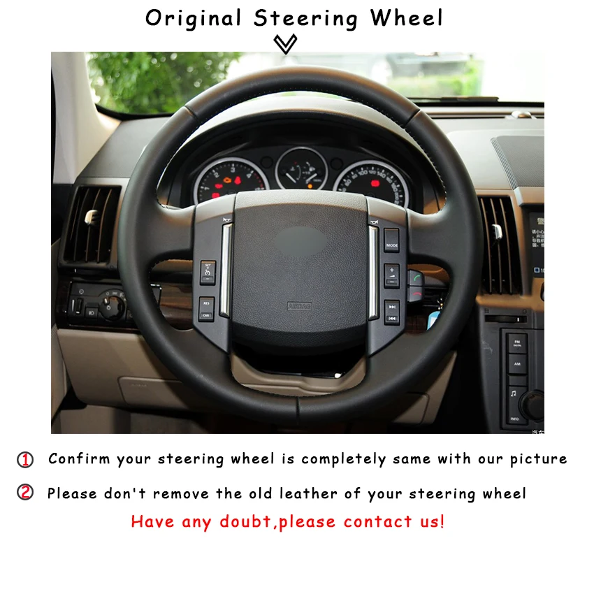 Black Natural Leather Car Steering Wheel Cover for Land Rover Freelander 2 2007-2012 | Автомобили и мотоциклы