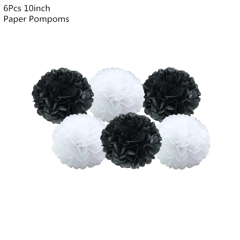 6pcs 10inch pompom Мультяшная панда тематическая вечеринка на день рождения украшения одноразовая посуда набор тарелок салфетка панда вечерние шары подарок для ребенка - Цвет: 6pcs 10inch pompom
