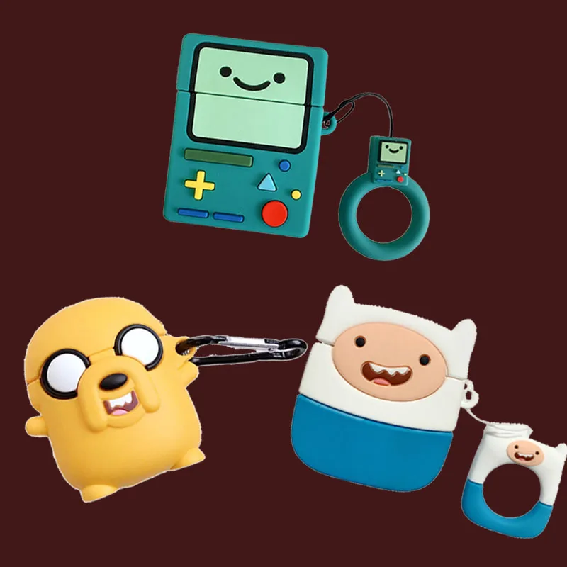 

For AirPod 2 Case 3D Cute Cartoon Adventure time Finn Jake Soft Silicone Cases For Apple Airpods Case Cute Cover Funda keychain