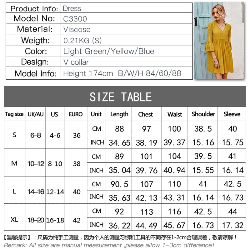 

Women's fashion Soild Dress 2021 new spring V-Neck three quarter sleeve Pullover Ladies Ruffles Casual Elegant Age reduction