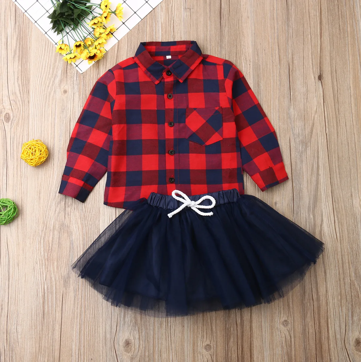 Детская осенняя Рождественская одежда для маленьких девочек клетчатая рубашка с