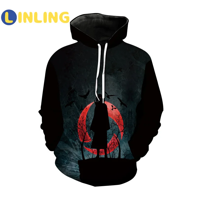 

LINLING 2021 3D Cartoon Hoodies Men Women Sweatshirt Fashion Autumn Kakashi Casual Harajuku Creative Hip Hop Boy Pullovers V670