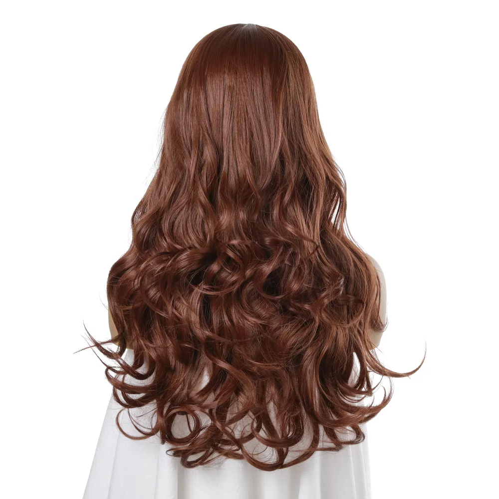 

WEILAI Natural Wig Cosplay Long Curly Hair Wig 65cm High Temperature Fiber Brown Ombre Synthetic Wig Black Women