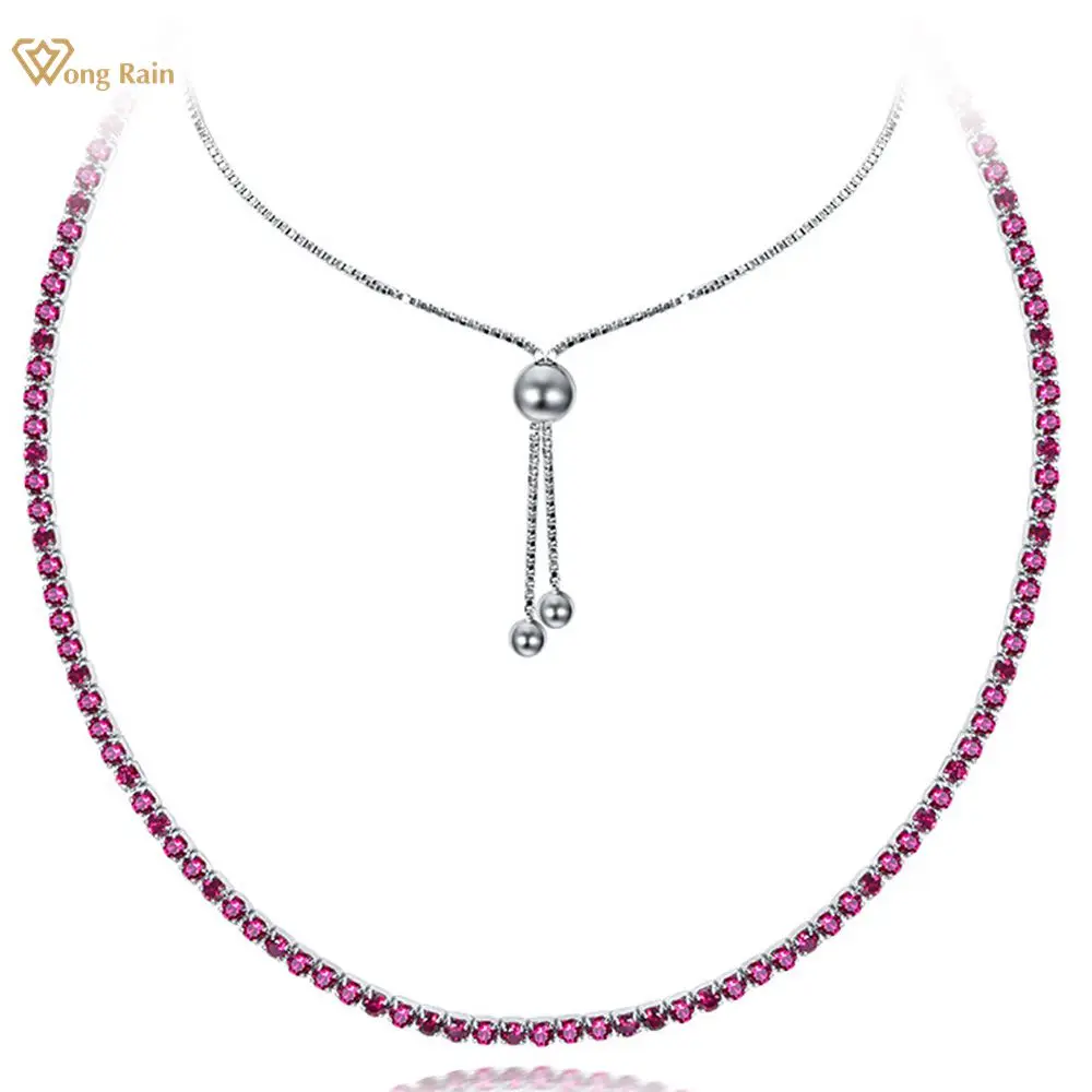 

Колье женское Короткое из серебра 925 пробы, с рубином