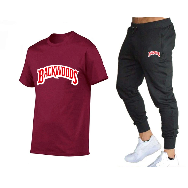 

Backwoods women and men T-shirt Long Pant Suit Hip Hop Cool Casual Sports Suit Summer Cotton T-shirt Harajuku Rock Streetwear