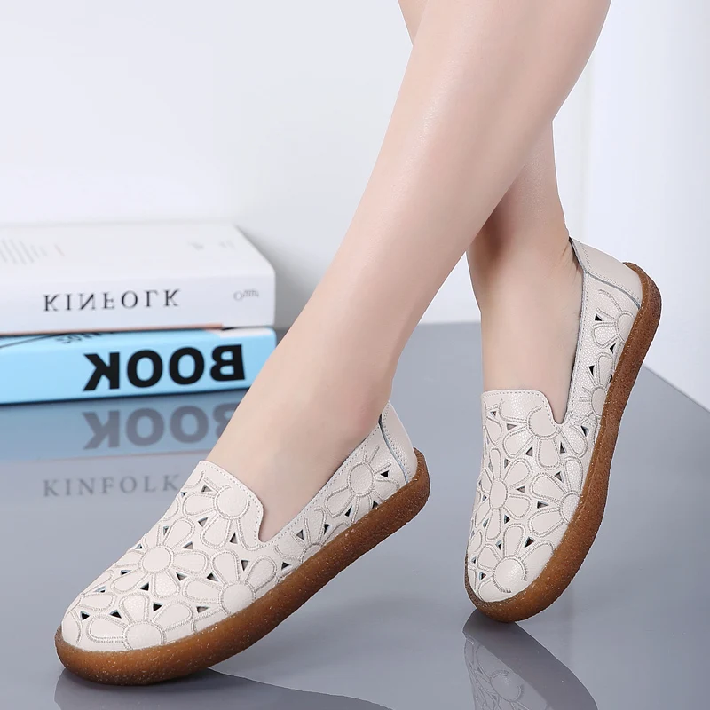 

Women Rome Sandals Leather Soft Bottom Summer Shoes Woman Casual Flat Sandals Cut-out Ladies Sandalias