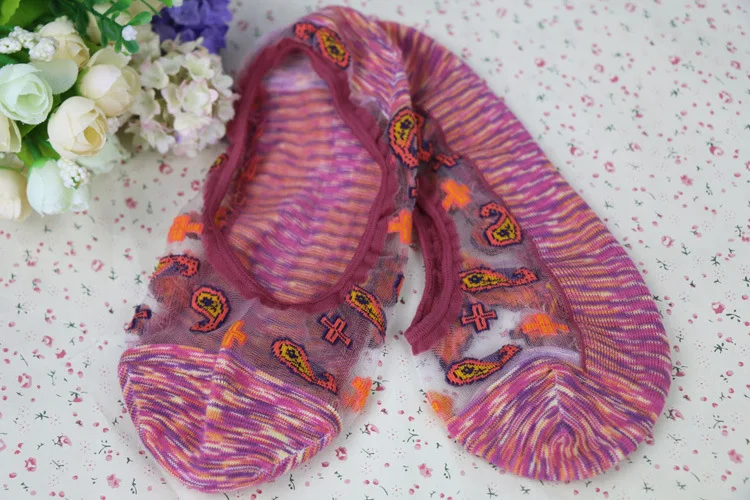 KASURE цветные яркие прозрачные сетчатые тапочки носки для женщин разных цветов