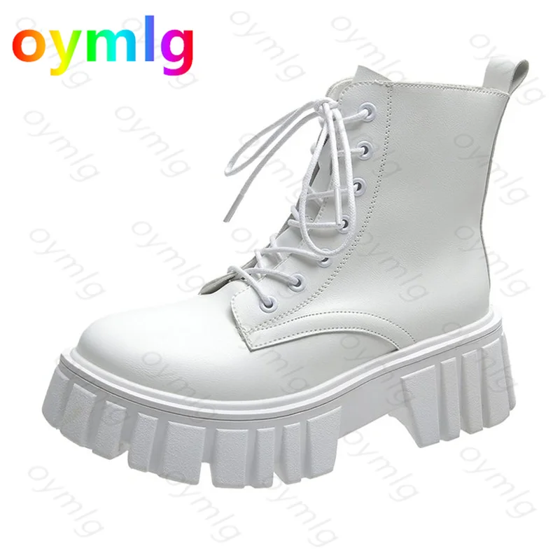 

2021 autumn winter new women's leather boots platform bottom lace-up boots women's boots Martin boots female women shoes