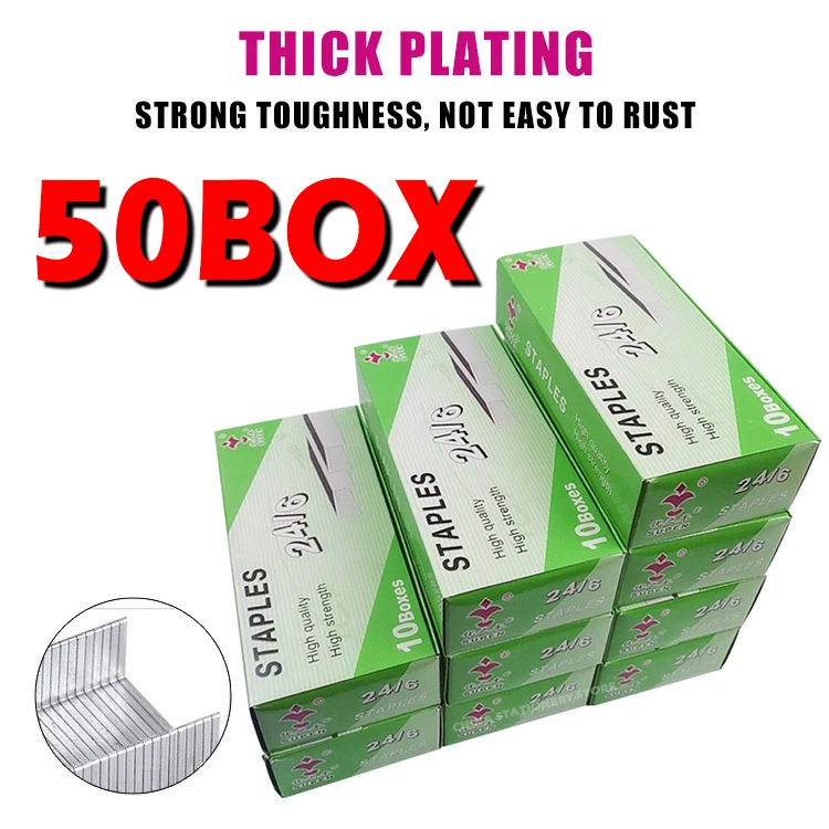 50box/50000pcs 24/6 Staples Standard Universal Needle Boxed Office Learning Storage Binding Staples