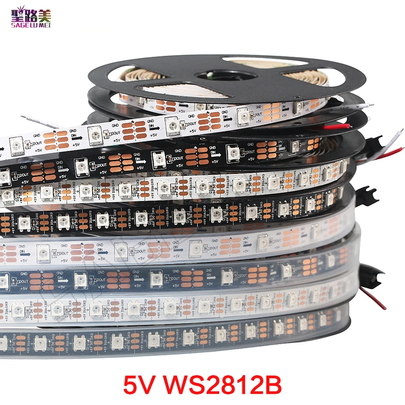 1m/5m DC5V individually addressable ws2812b led strip light 30/60/144 pixels, smart RGB led light tape ribbon IP67 IP65 IP30