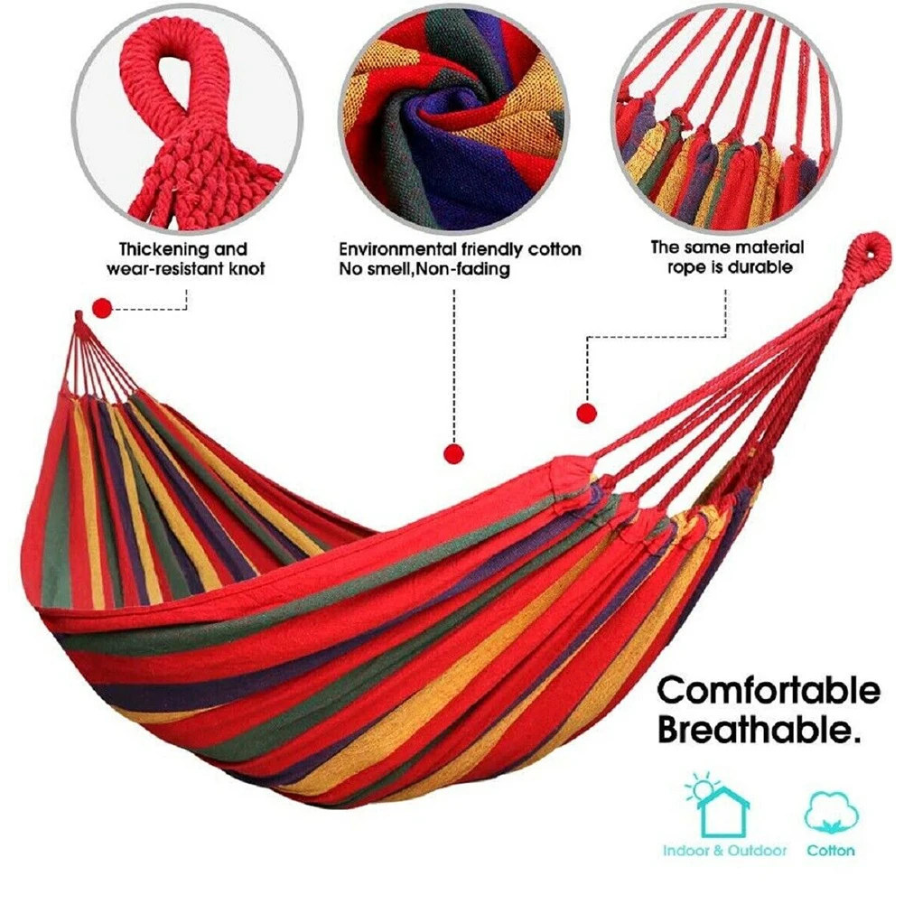 

With Carry Bag Striped Hanging Bed Travel Portable Single Double Leisure Chair Sleeping Backyard Outdoor Camping Garden Hammock