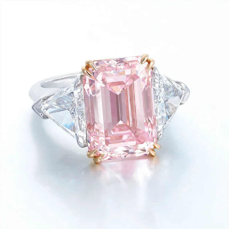 

Europe and America Glisten Pink Zircon Ring Fashion Jewelry Wedding Finger Rings Women Beauty Accessories Ornament Wholesale