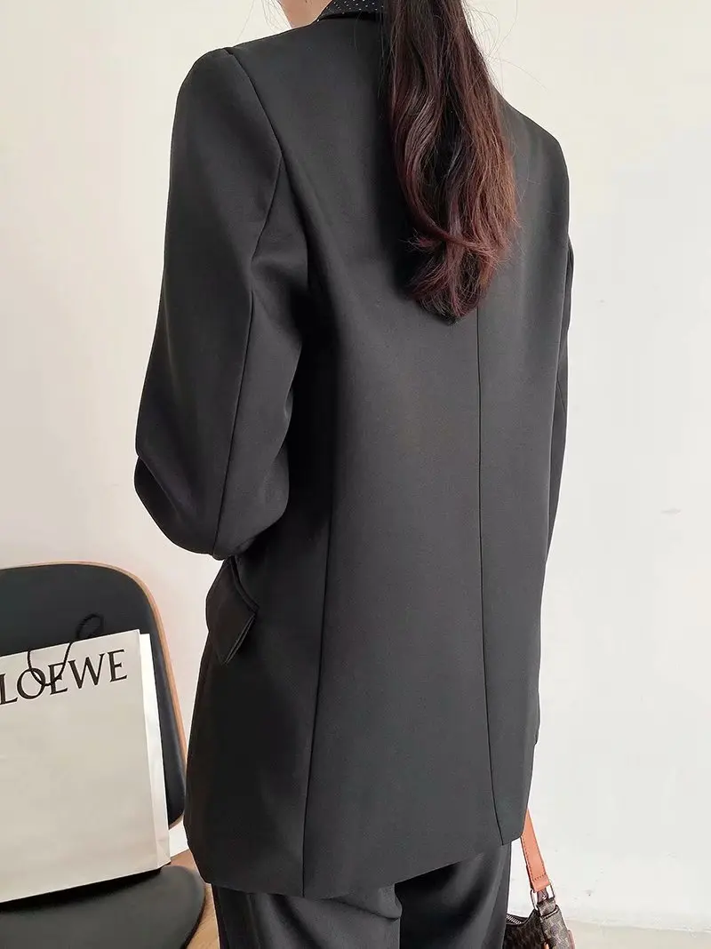 

TMODA391 Za Women 2020 Fashion Single Button Polka Dot Blazers Coat Vintage Long Sleeve Pockets Female Outerwear Chic Tops