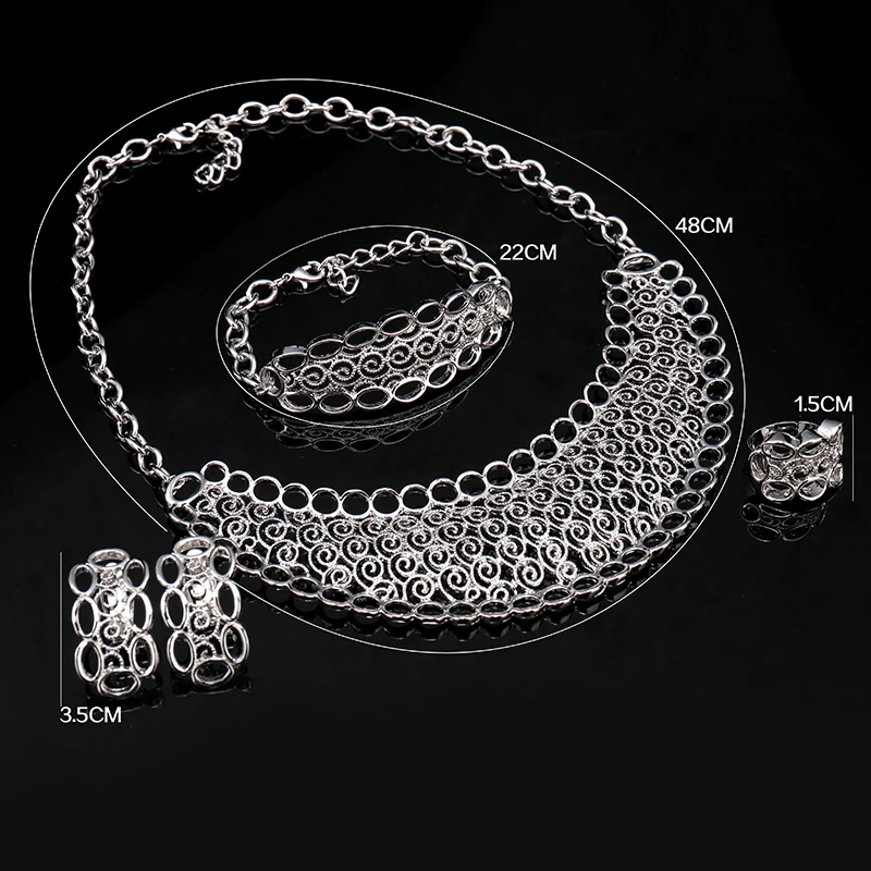 

Fani Fashion African Beads Jewelry Set Brand Exquisite Dubai silvered Jewelry Set Woman Nigerian Wedding Bridal Bijoux