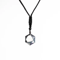 natural energy stone necklaces for women silver color obsidian pendants six star lucky amulet pendant jewelry drop shipping gift