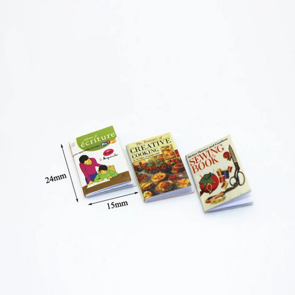 

3 Pieces 1/12 Scale Dollhouse Miniature Colorful Books Model