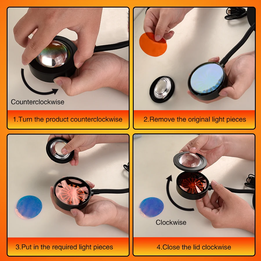 USB Sunset Projection Night Lights Sun Desk Lamp For Bedroom Bar Coffee Store Wall Decoration Lighting Walls |