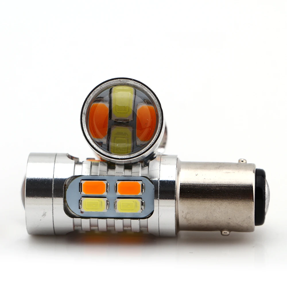 YM E-Bright 2 шт. 1157 P21/5 Вт BAY15D 5730 20 SMD Янтарный/Белый Переключатель Авто Светодиодный светильник 600лм сигнал поворота 12 в двойной цвет