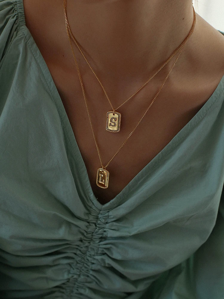 Модные золотые английские буквы квадратный брендовая кулон ожерелье для женщин