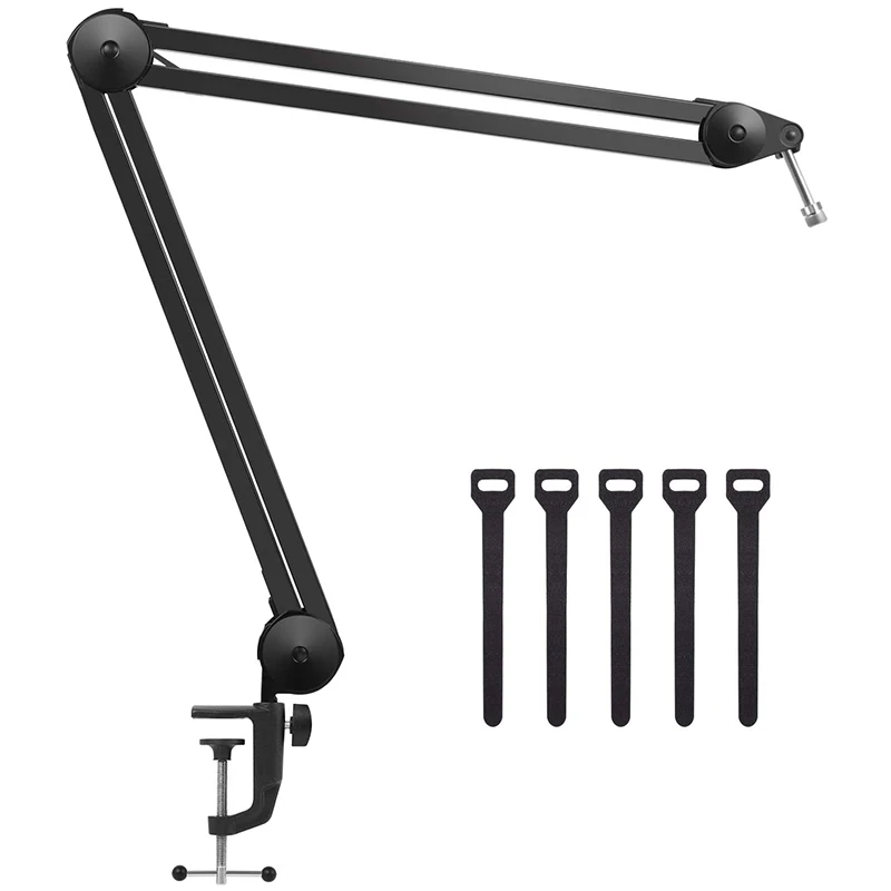 

Microphone Arm Stand, Heavy Duty Mic Arm Microphone Stand Suspension Scissor Boom Stands with Mic Clip and Cable Ties