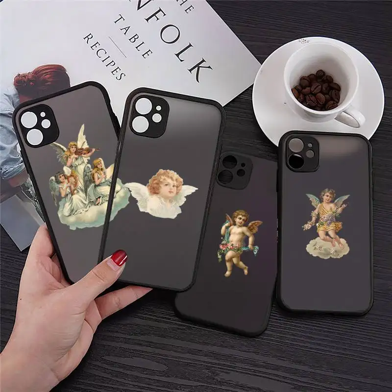

Cute angel Phone Case For iPhone 12 11 Mini Pro XR XS Max 7 8 Plus X Matte transparent cover