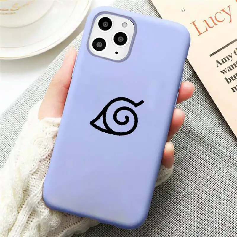 

Naruto logo sign Phone Case Candy Color Violet for iPhone 11 12 pro XS MAX 8 7 6 6S Plus X SE 2020 XR