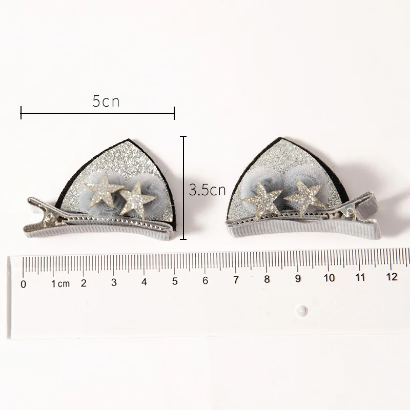 

2pcs/Set Cute Hair Clips For Girls Glitter Rainbow Felt Fabric Flowers Hairpins Cat Ears Bunny Barrettes Kids Hair Accessories