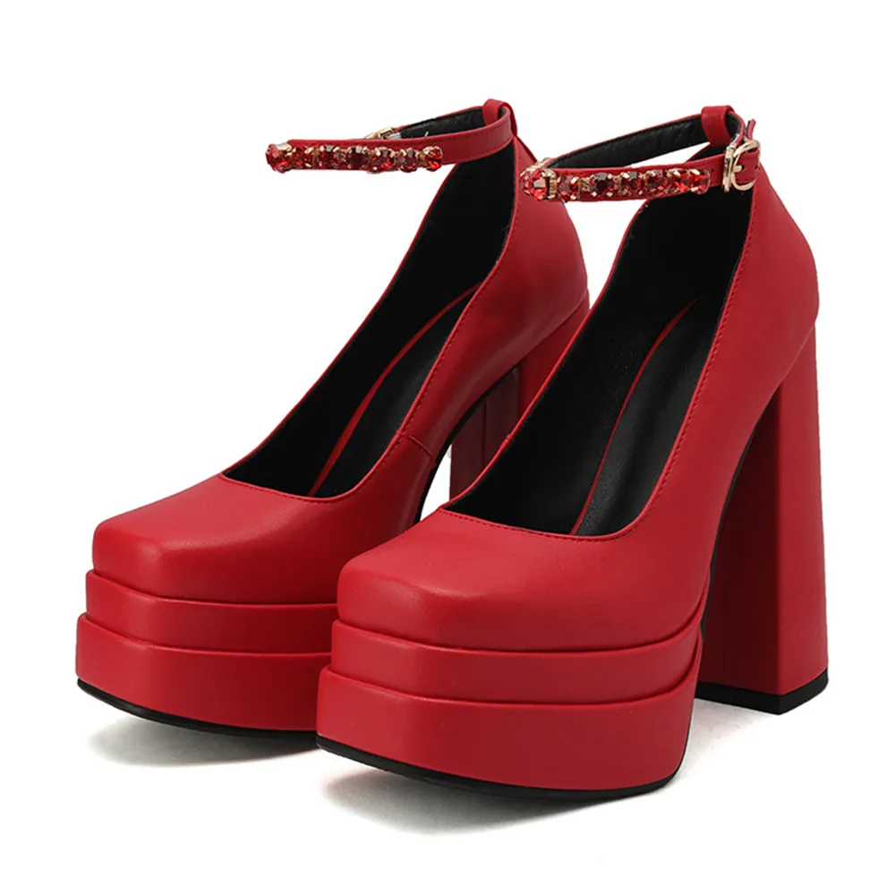 

Туфли женские демисезонные на высоком квадратном каблуке, 4 см, 7 цветов, 34-43