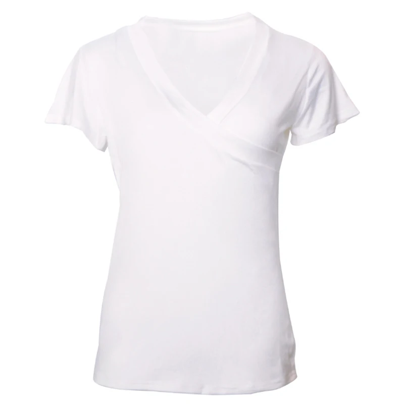 Women's Summer 2019 New Solid Color Fashion Casual V-neck Sexy Cross Short Sleeve T-Shirt | Женская одежда