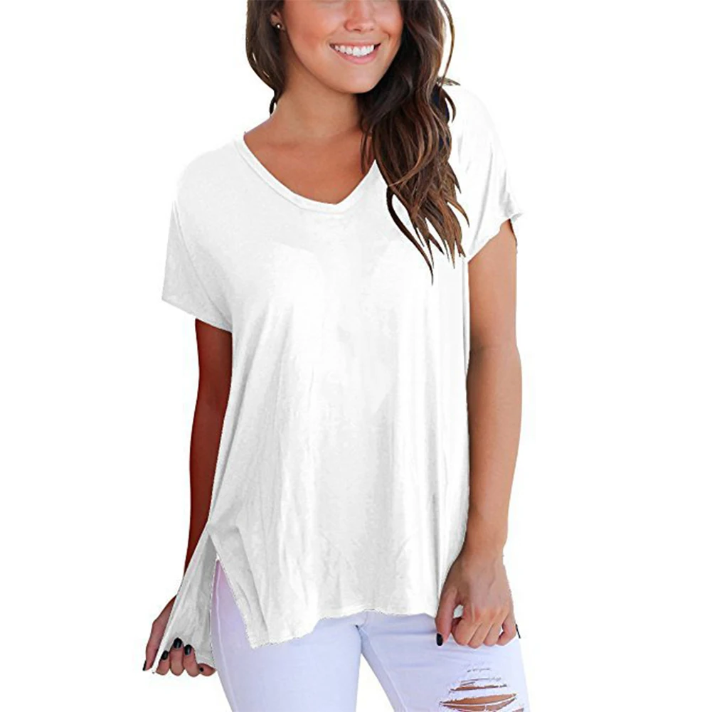 Мягкая свободная Высокая Низкая подол летняя однотонная повседневная женская