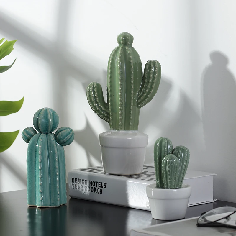 Имитация кактуса керамическая статуэтка декор стола для дома аксессуары