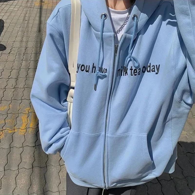 

Повседневная однотонная Толстовка большого размера с буквенной вышивкой в корейском студенческом стиле, свободный весенне-осенний Дамски...