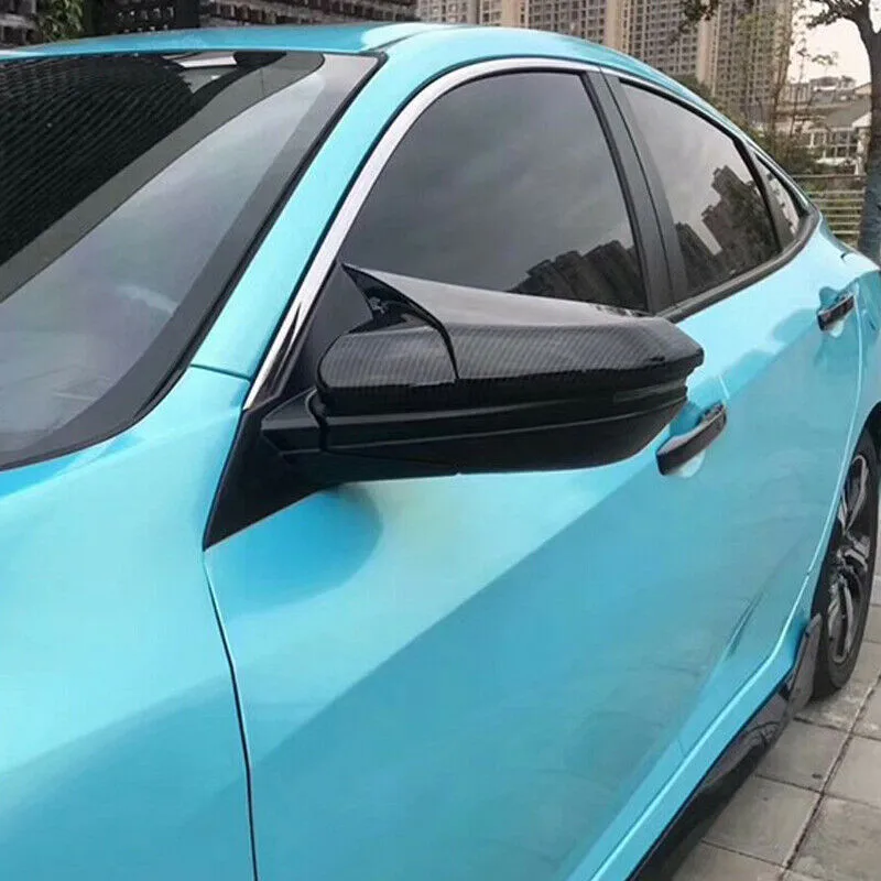 Для Honda For Civic 2016 2019 черное углеродное волокно цвет резьбы Обложка В Форме Рога