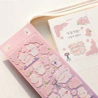 cartoon rabbit tulip flower cute stickers korean ins sequin waterproof children diy collage stationery kawaii decorative sticker