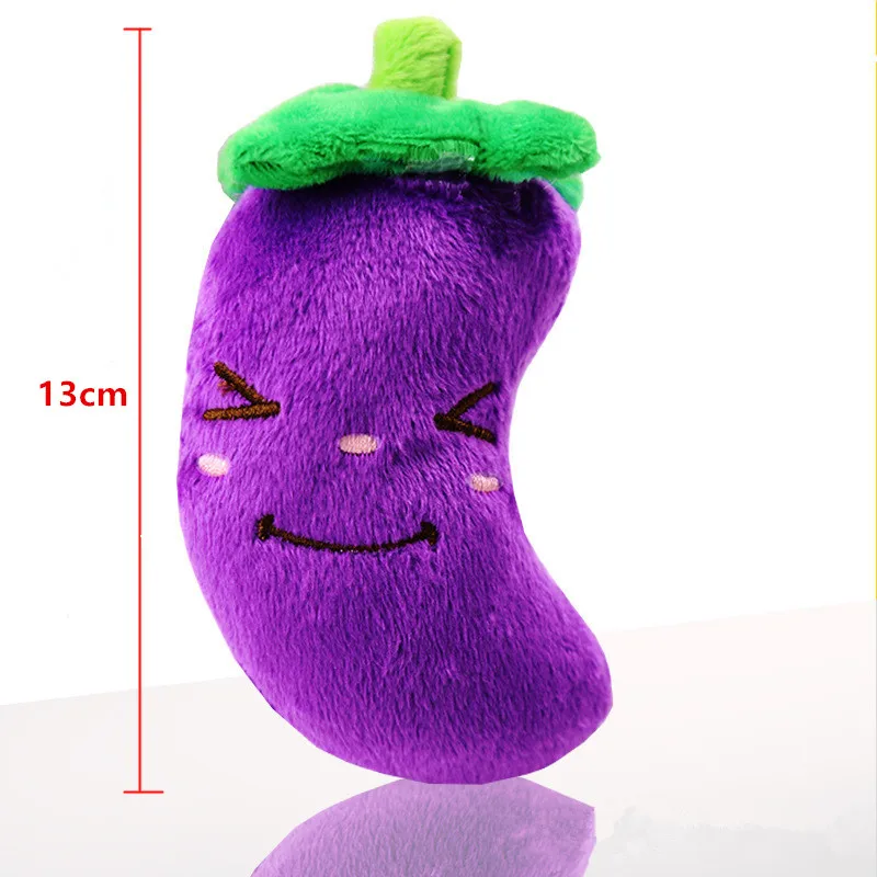 eggplant 1pcs 1 шт. мягкая игрушка скрип скрипучий плюшевый звук фрукты овощи арбуз Кормление морковь Чили Баклажан товары для домашних животных товары для собак - Цвет: eggplant 1pcs