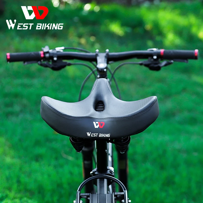 Эргономичное велосипедное седло WEST BIKING удобное широкое утолщенное дышащее для