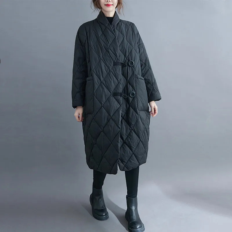Cotton Vintage Casual Loose Long Overcoats Fall Spring Women Solid Warm Jackets 2023 Coats Clothes Stand Collar Outerwear Female