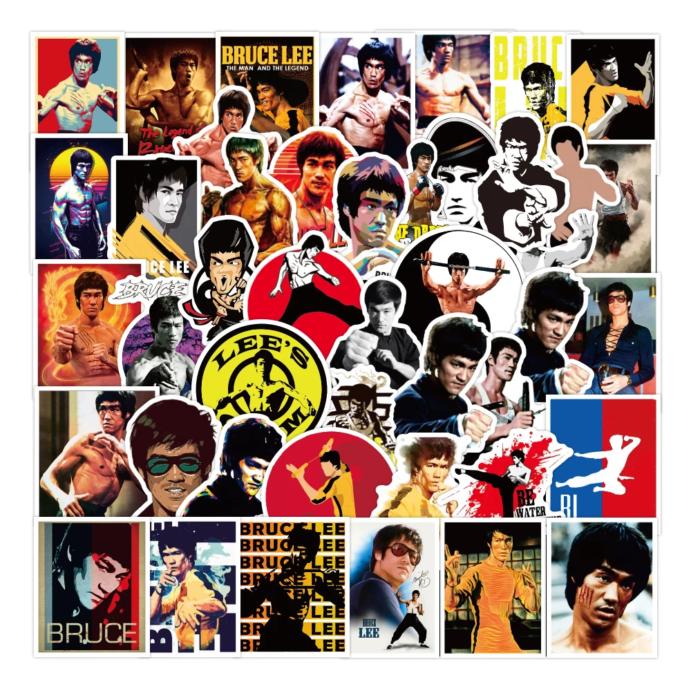 

50PCS Bruce Lee Kung Fu Master Stickers Martial Arts Refrigerator Computer Skateboard Guitar Mobile Phone Laptop Children's Toys