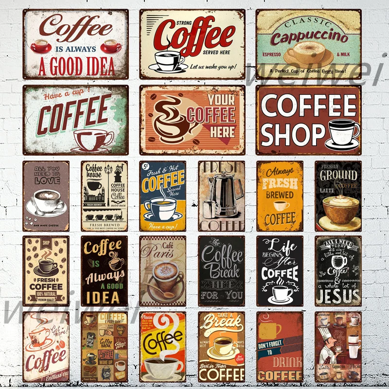 

Coffee Metal Plaque Retro Metal Tin Sign Decoration Poster Retro Cafe Dining Bar Living Room Kitchen Home Decoration Painting