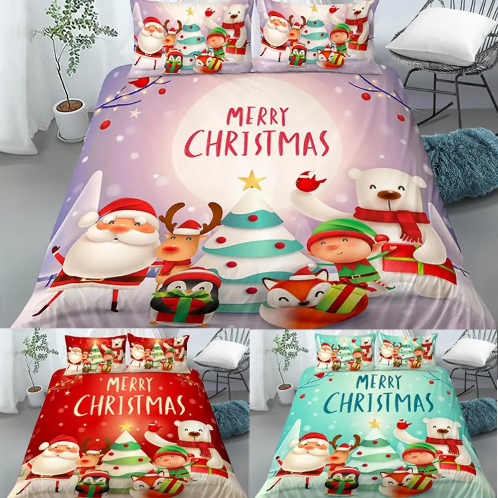 

3D Digital Penguin Deer Bear Fox Rabbit Duvet Cover with Pillow Shame 2/3pcs Quilt Cover Twin Queen King for Kids Bed