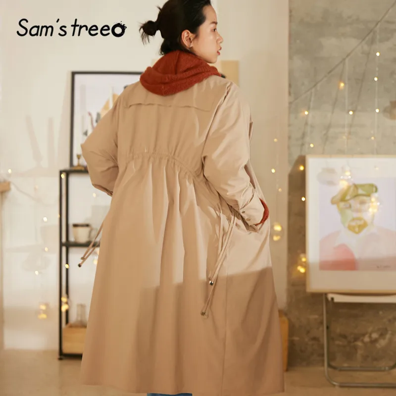 SAM'S TREE однотонное Женское зимнее пальто на молнии с кулиской в минималистическом стиле зимнее прямое Женское пальто больших размеров