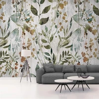 beibehang custom modern wallpaper for bedroom walls minimalist yellow green leaves wooden wall paper background house decoration