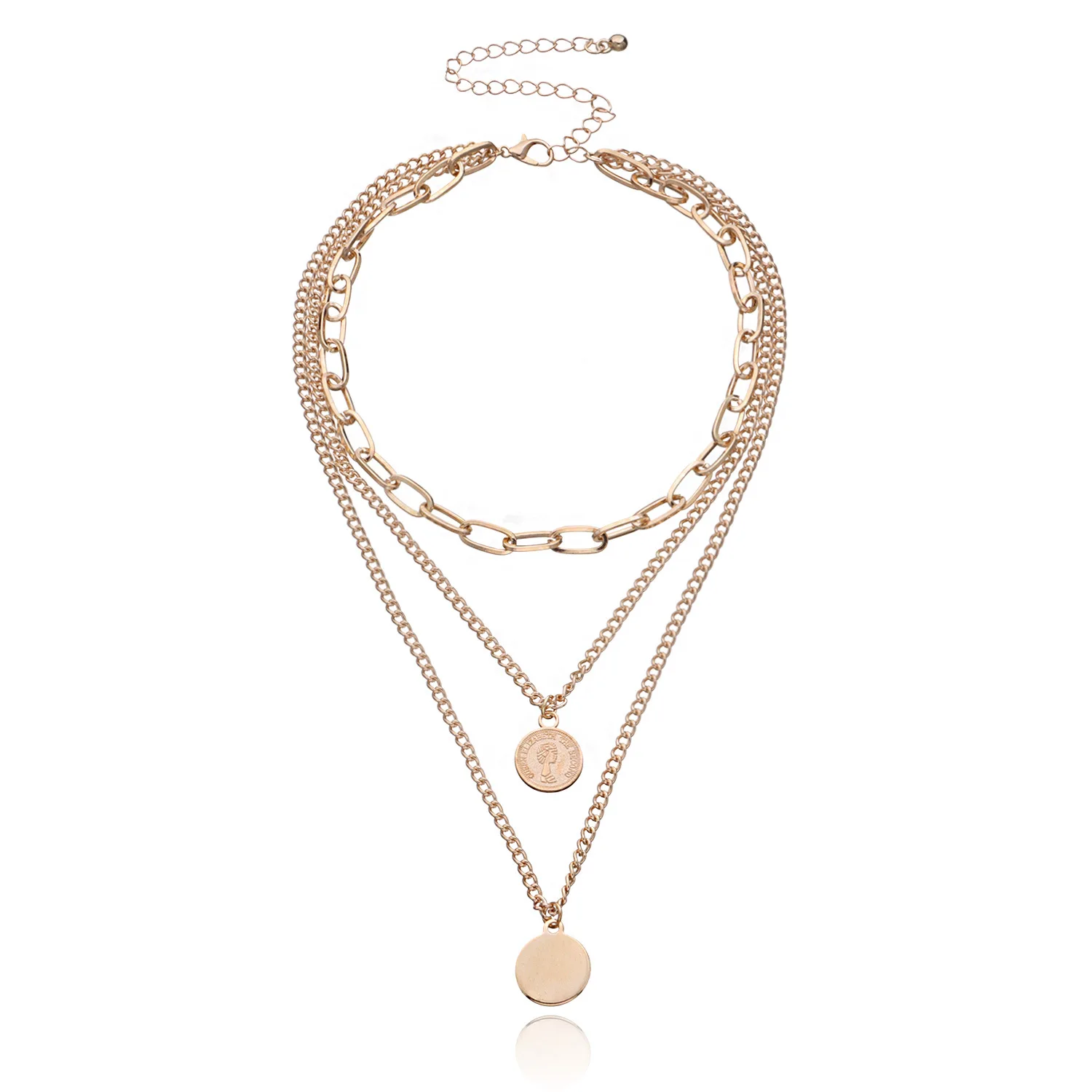 

New Fashion Jewelry Necklace Geometric Round Statement Necklace Exaggerated Multi-layer Thick Chain Gothic Necklace Women